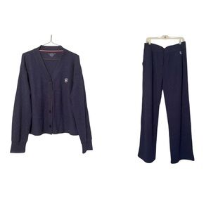 Tommy Hilfiger Knit Lounge Set – Cardigan & Pants – Navy